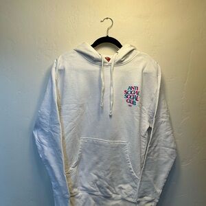 Anti Social Social Club White Hoodie with Multicolor Logo